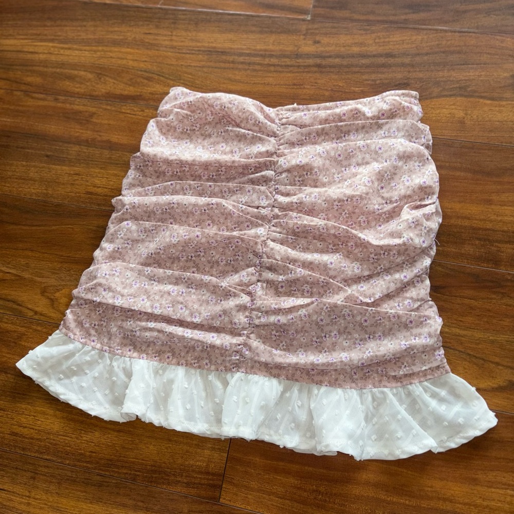 Floral Ruched Mini Skirt